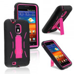 Wholesale Samsung Galaxy S2 / D710 Armor hybrid Case with Stand (Black-Hot Pink)